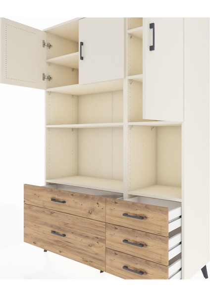 Hyperion Dolap 8 Raflı 5 Çekmeceli 3 Kapaklı 132X44X195 Aytaşı-Aytaşı/çam fırsatları