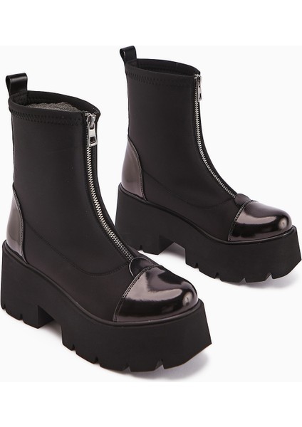 Narisa Siyah Rugan Önden Fermuarlı Kadın Streç Bot fiyatları