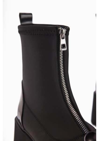 Narisa Siyah Rugan Önden Fermuarlı Kadın Streç Bot modelleri