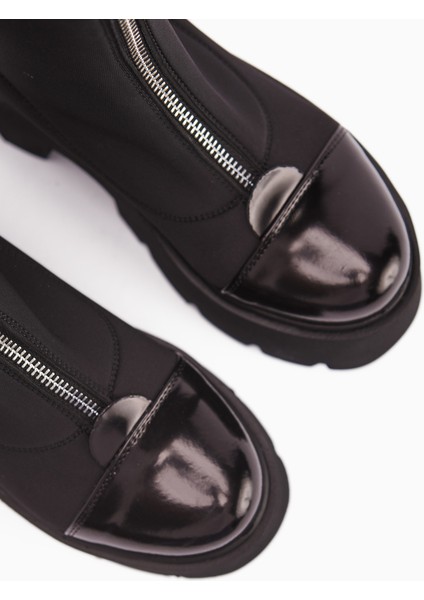 Narisa Siyah Rugan Önden Fermuarlı Kadın Streç Bot fırsatları