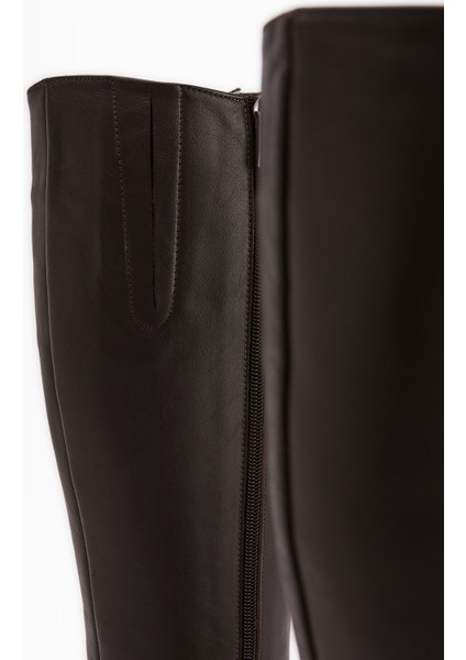 Velma Hakiki Deri Kahve Topuklu Kadın Çizme indirimleri