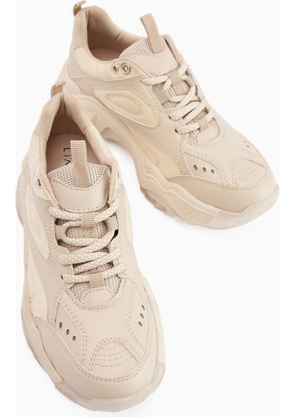 Erla Bej Kalın Tabanlı Bağcıklı Kadın Sneakers modelleri