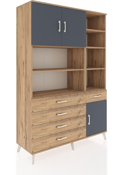 Hyperion Dolap 9 Raflı 5 Çekmeceli 3 Kapaklı 132X44X195 Çam-Antrasit/çam fiyatları