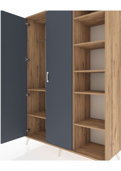 Hyperion Dolap 7 Raflı 2 Kapaklı Tek Askılı 132X44X195 Çam-Antrasit/çam fırsatları