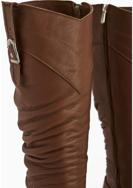 Ting Hakiki Deri Taba Toka Detaylı Kadın Topuklu Çizme modelleri