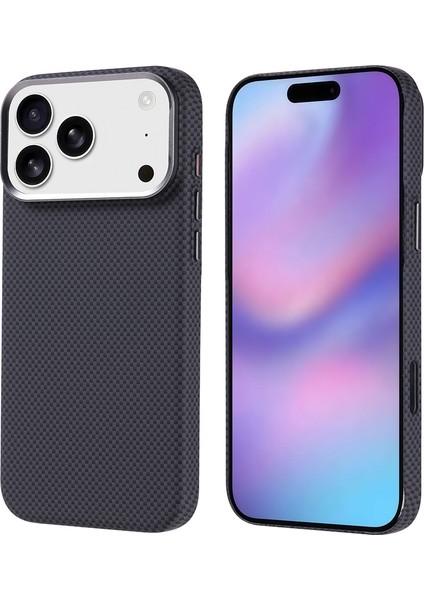 iPhone 17 Pro Max Kılıf M-Safe Şarj Özellikli Karbon Fiber Görünümlü Noir Nekst Kapak - Siyah