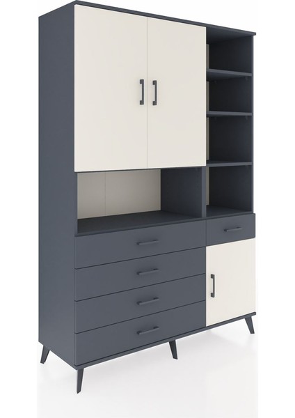 Hyperion Dolap 8 Raflı 5 Çekmeceli 3 Kapaklı 132X44X195 Antrasit-Aytaşı/antrasit fiyatları