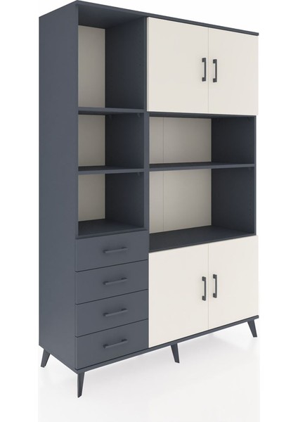 Hyperion Dolap 8 Raflı 4 Çekmeceli 4 Kapaklı 132X44X195 Antrasit-Aytaşı/antrasit fiyatları