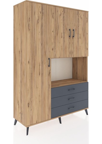 Hyperion Dolap 6 Raflı 3 Çekmeceli 3 Kapaklı 132X44X195 Çam-Çam/antrasit fiyatları