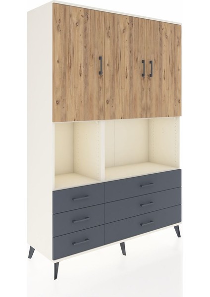 Hyperion Dolap 6 Raflı 6 Çekmeceli 3 Kapaklı 132X44X195 Aytaşı-Çam/antrasit fiyatları