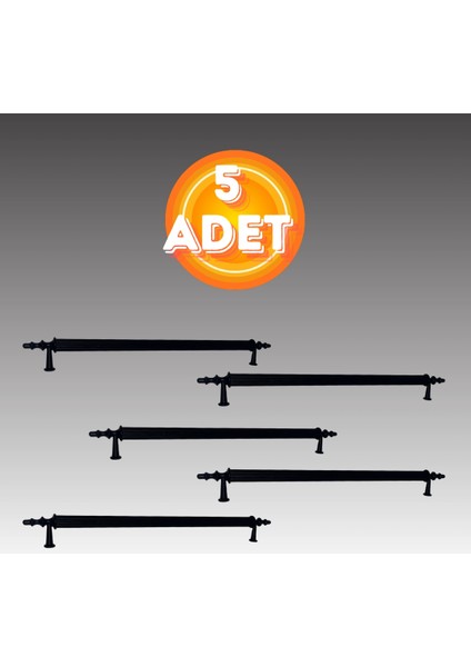Klipso Mat Siyah 224 mm Metal Lüks Çekmece Dolap Mobilya Kulpları ( 5 Adet )