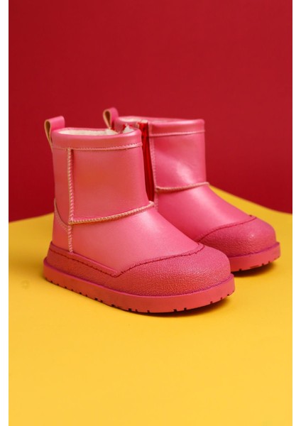 Jasmin Fuşya Ters Dikiş Detaylı Içi Kürklü Çocuk Bot modelleri