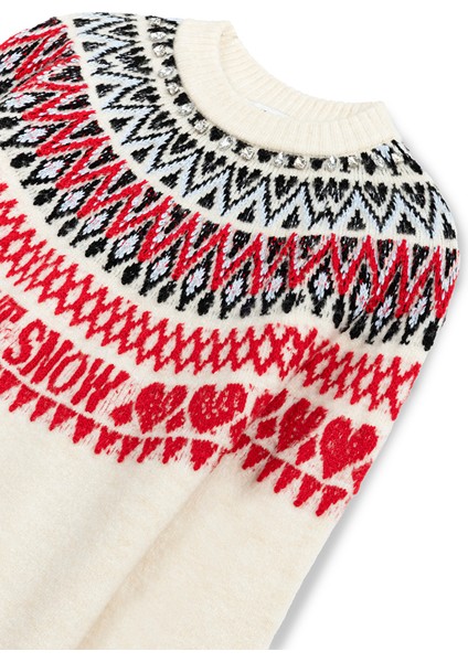 Taş aksesuarlı jakarlı kazak IW6250050546018 fiyatları