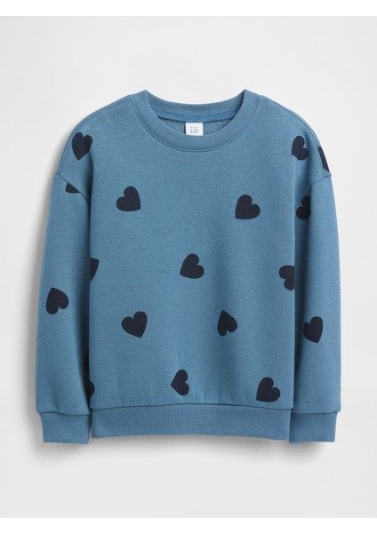 Kız Bebek Mavi Grafik Baskılı Sweatshirt