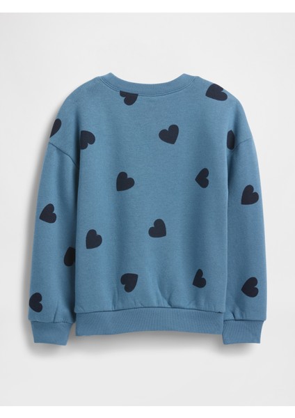 Kız Bebek Mavi Grafik Baskılı Sweatshirt modelleri