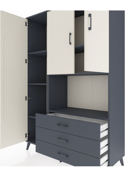 Hyperion Dolap 6 Raflı 3 Çekmeceli 3 Kapaklı 132X44X195 Antrasit-Aytaşı/antrasit fırsatları
