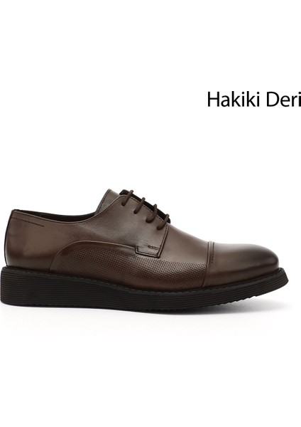 Erkek Kahve Antik Bağcıklı Hakiki Deri Klasik Ayakkabı