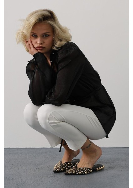 Belden Bağlamalı Uzun Kol Gömlek - Siyah fiyatları