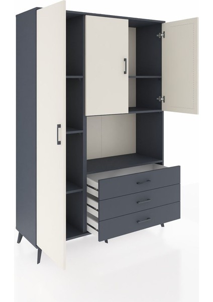 Hyperion Dolap 6 Raflı 3 Çekmeceli 3 Kapaklı 132X44X195 Antrasit-Aytaşı/antrasit indirimleri