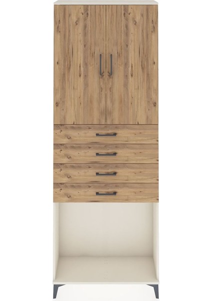 Arges Dolap 3 Raflı 4 Çekmeceli 2 Kapaklı 88X30X243 Aytaşı-Çam