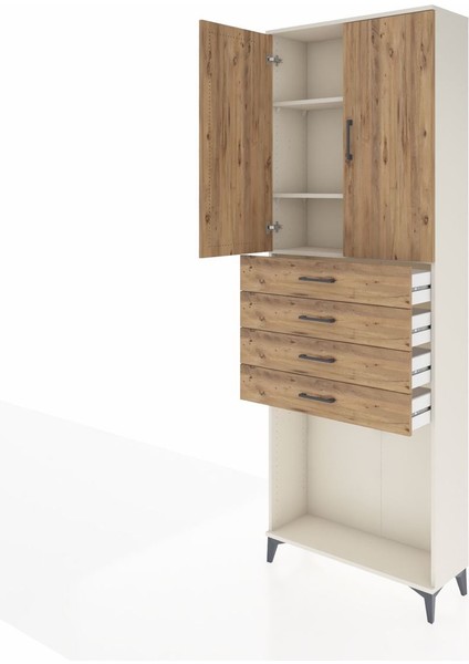 Arges Dolap 3 Raflı 4 Çekmeceli 2 Kapaklı 88X30X243 Aytaşı-Çam fırsatları