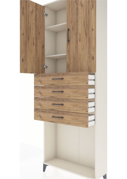 Arges Dolap 3 Raflı 4 Çekmeceli 2 Kapaklı 88X30X243 Aytaşı-Çam indirimleri