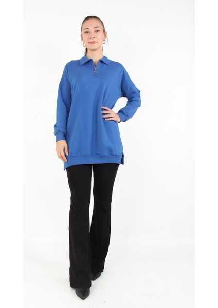 6059 Likralı Compact Penye Polo Yaka Sweat