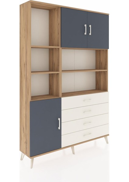 Arges Dolap 8 Raflı 4 Çekmeceli 3 Kapaklı 132X30X195 Çam-Antrasit/aytaşı fiyatları