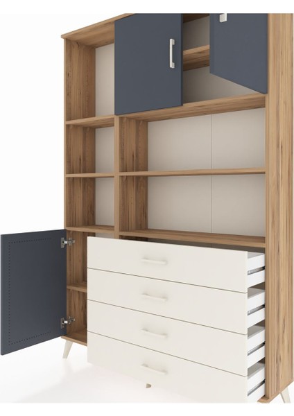 Arges Dolap 8 Raflı 4 Çekmeceli 3 Kapaklı 132X30X195 Çam-Antrasit/aytaşı fırsatları