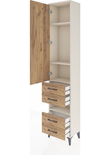 Arges Dolap 4 Raflı 4 Çekmeceli Tek Kapaklı 44X30X221 Aytaşı-Çam fırsatları