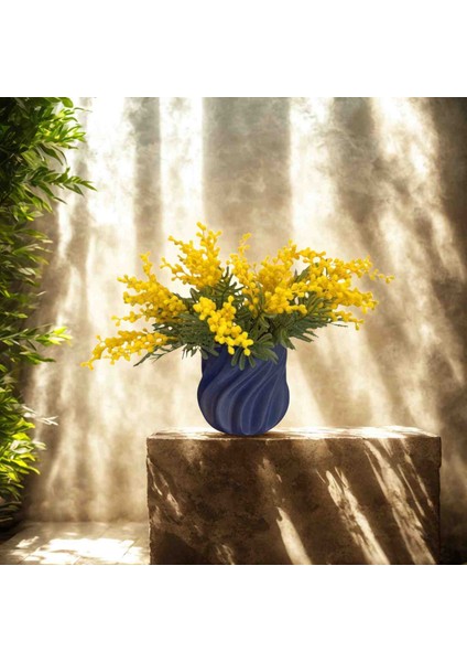 Spiral Tasarımlı Gri Dekoratif Saksı – Modern Masa Üstü ve Ev Dekoru