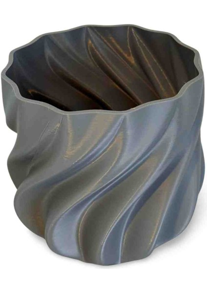 Spiral Tasarımlı Gri Dekoratif Saksı – Modern Masa Üstü ve Ev Dekoru fiyatları