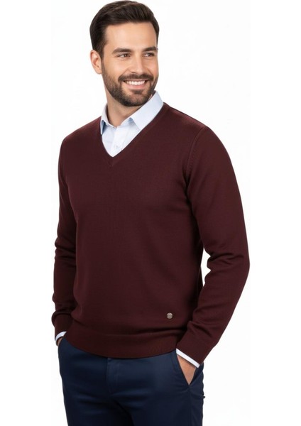 Erkek V Yaka Triko Kazak Çelik Örgü Klasik Kalıp 4241D BGL-ST04849 modelleri