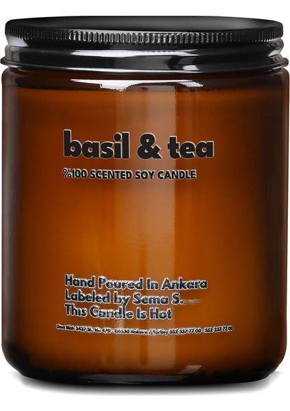 : Basil & Tea : Amber Cam Kavanozda : Kokulu Soya Mum (Reyhan, Bergamot, Siyah Çay, Ylang Ylang) fiyatları