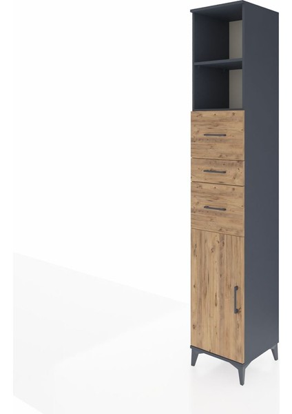 Hyperion Dolap 3 Raflı 3 Çekmeceli Tek Kapaklı 44X44X243 Antrasit-Çam modelleri