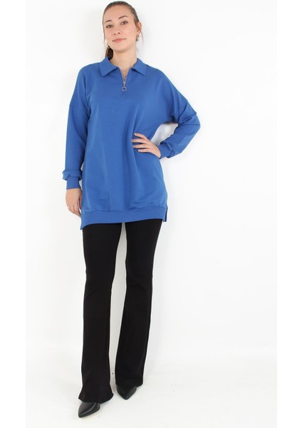 6059 Likralı Compact Penye Polo Yaka Sweat