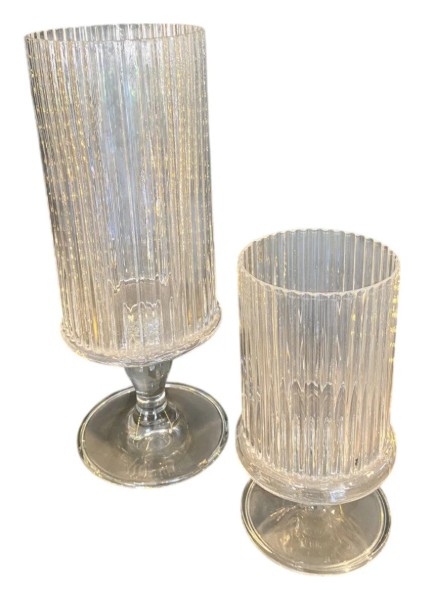 Şık Cam Ayaklı Dekoratif Mumluk Seti – 2’li Büyük Boy Cam Şamdan modelleri