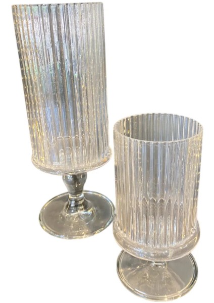 Şık Cam Ayaklı Dekoratif Mumluk Seti – 2’li Büyük Boy Cam Şamdan indirimleri