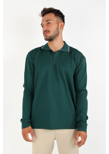 3001 İnce Çizgili Yakası Çizgili Kazak