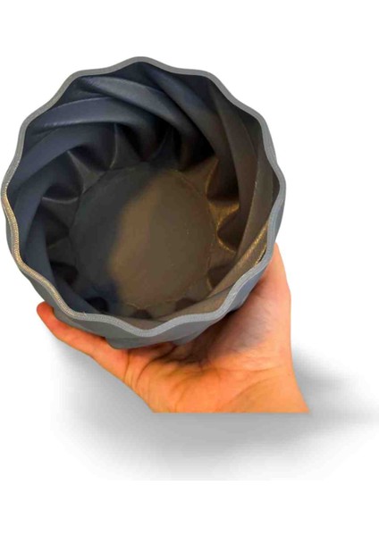 Spiral Tasarımlı Gri Dekoratif Saksı – Modern Masa Üstü ve Ev Dekoru modelleri