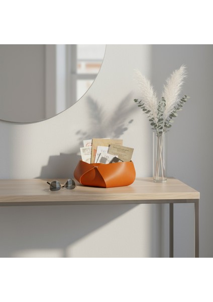 Hakiki Deri El Yapımı Sepet, Deri Düzenleyici Dekoratif Sepet, Deri Sepet Düzenleyici modelleri