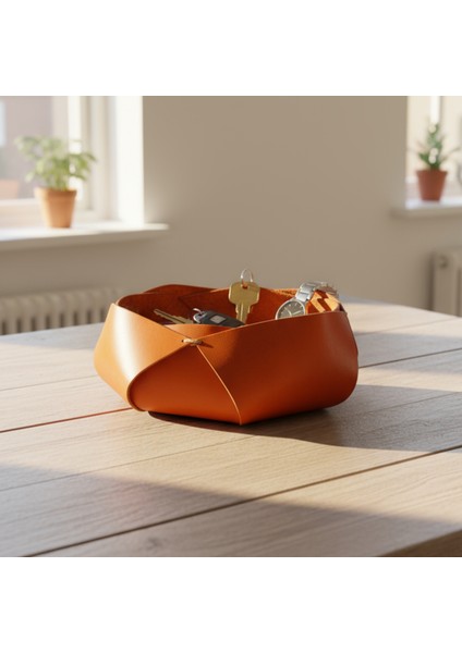 Hakiki Deri El Yapımı Sepet, Deri Düzenleyici Dekoratif Sepet, Deri Sepet Düzenleyici fırsatları