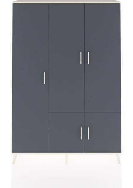 Arges Dolap 7 Raflı 5 Kapaklı Tek Askılı 132X30X195 Aytaşı-Antrasit/çam