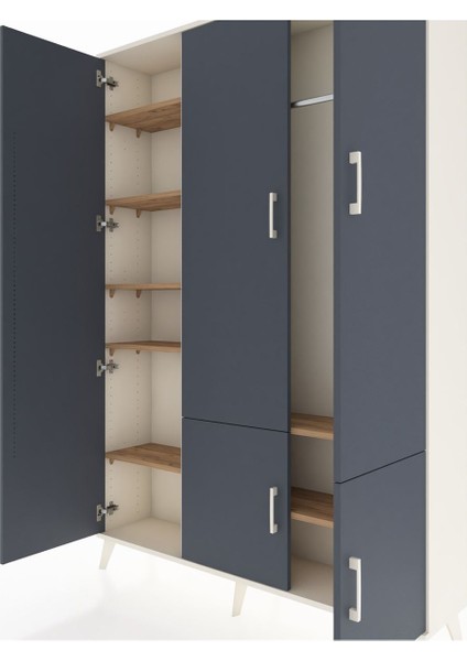 Arges Dolap 7 Raflı 5 Kapaklı Tek Askılı 132X30X195 Aytaşı-Antrasit/çam fırsatları