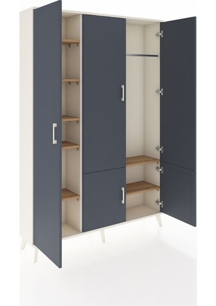 Arges Dolap 7 Raflı 5 Kapaklı Tek Askılı 132X30X195 Aytaşı-Antrasit/çam indirimleri