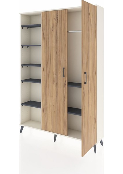 Arges Dolap 7 Raflı 2 Kapaklı Tek Askılı 132X30X195 Aytaşı-Çam/antrasit modelleri