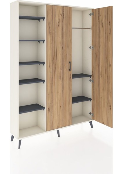 Arges Dolap 7 Raflı 2 Kapaklı Tek Askılı 132X30X195 Aytaşı-Çam/antrasit indirimleri