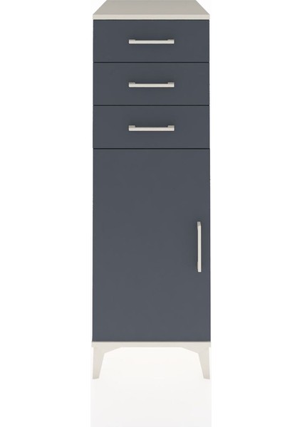 Kronos Dolap 2 Raflı 3 Çekmeceli Tek Kapaklı 44X59X134 Aytaşı-Antrasit