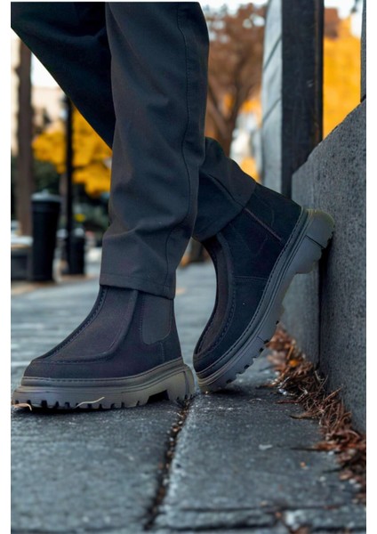 Erkek Süet Siyah Lastikli Bot MN2433