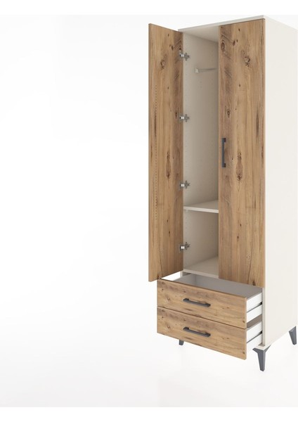 Hyperion Dolap 2 Raflı 2 Çekmeceli Tek Askılı 60X44X195 Aytaşı-Çam fırsatları